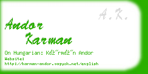 andor karman business card